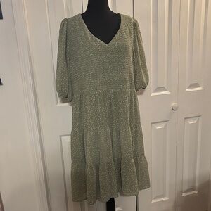 DAVI & DANI Olive Polka Dot Midi Dress